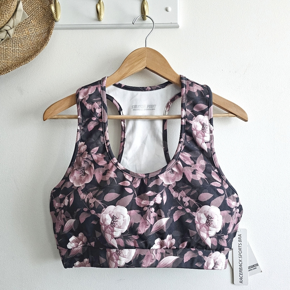 Starting Point Racerback Sports Activewear Bra XL Vintage Floral NWT